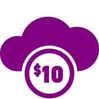 cloud icon with $10 inside a circle